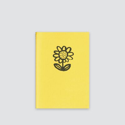 Cuaderno A6, diseño en blanco, ilustración Girasol