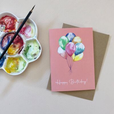 Balloons Watercolour Birthday Card