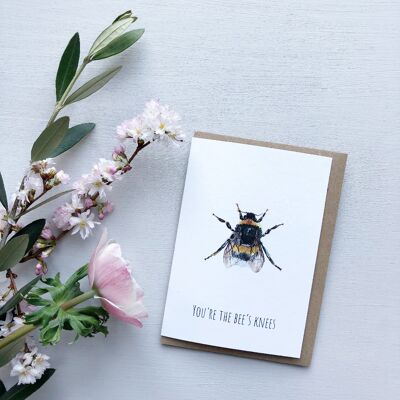 Tarjeta de felicitación de acuarela Bumble Bee