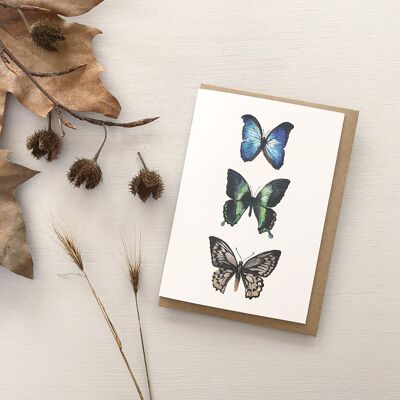 Tarjeta de felicitación de mariposas acuarela