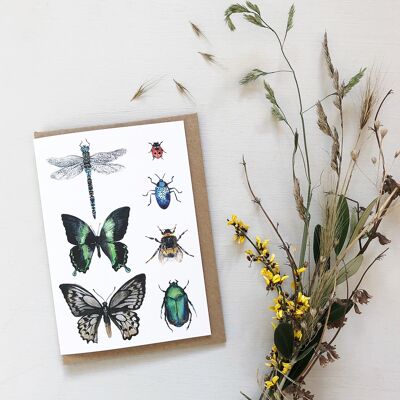 Watercolour Minibeasts greetings card