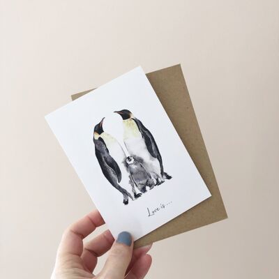 Tarjeta de amor pingüino