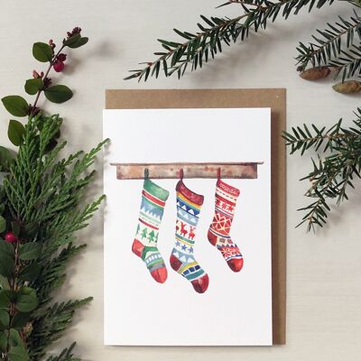 Cartolina d'auguri di calze di Natale