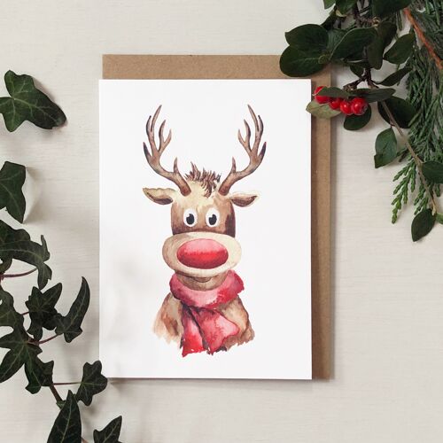 Red Nosed Reindeer Christmas Card