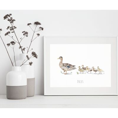 Kunstdruck der Entenfamilie