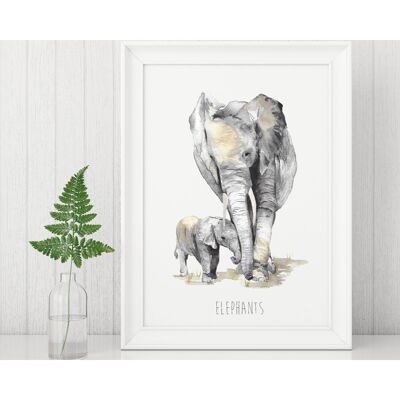 Stampa artistica di elefanti