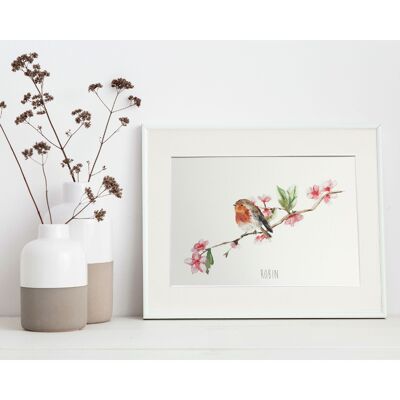Robin and Blossom Art Print