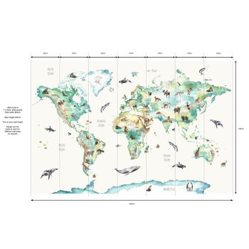 Papier Peint Fresque Carte du Monde des Animaux 2