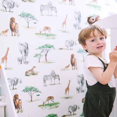 Papier peint pour enfants animaux de safari
