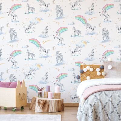 Papel Pintado Infantil Unicornios