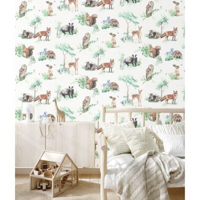 Papier peint pour enfants Animaux de la forêt