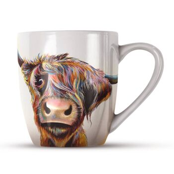 Mug en porcelaine tendre - Fini à la main - A Bad Hair Day Highland Cow 2
