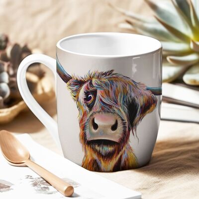 Mug en porcelaine tendre - Fini à la main - A Bad Hair Day Highland Cow