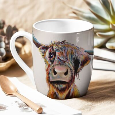 Tasse aus Bone China - Handgefertigt - A Bad Hair Day Highland Cow