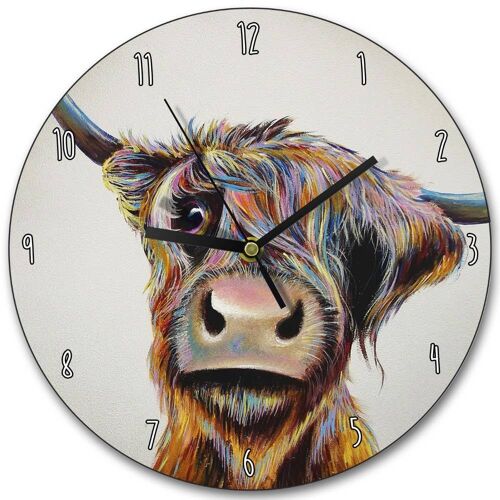Wooden Clock - A Bad Hair Day Highland Cow