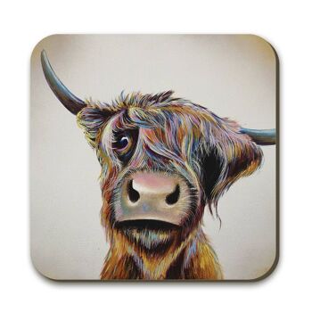 Dessous de verre - Une vache des Highlands avec un mauvais poil 2