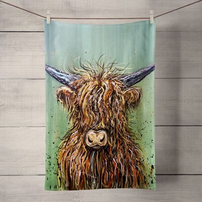 Daisy Highland Cow Tea Towel