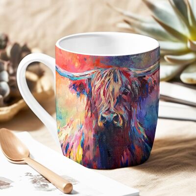 Mug en porcelaine tendre - Fini à la main - Vache rouge des Highlands