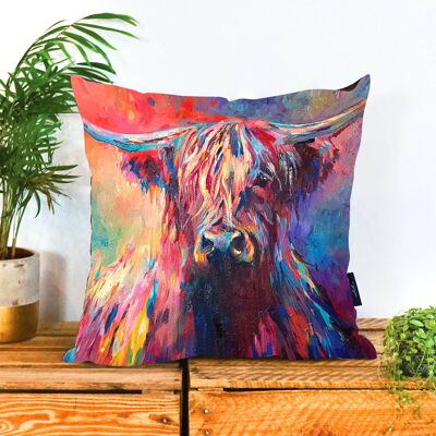 Highland Cow Vegan Suede Cushion