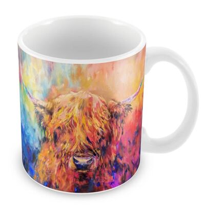 Rainbow Highland Cow Ceramic Mug