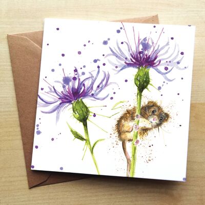 Splatter Cornflower Mouse Greetings Card