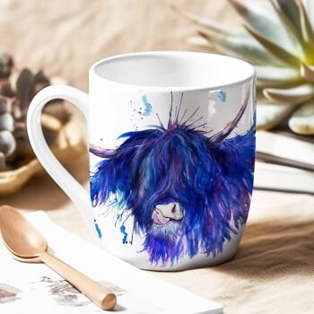 Mug en porcelaine tendre - Fini à la main - Splatter Highland Cow 1