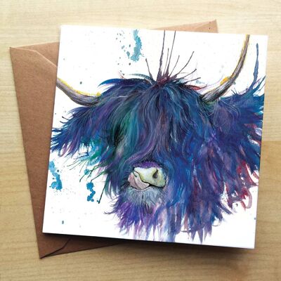 Splatter Highland Cow Greetings Card