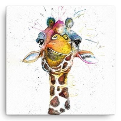 Tela grande - Giraffa arcobaleno splatter