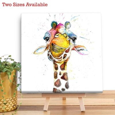 Leinwand Mini - Splatter Regenbogen Giraffe