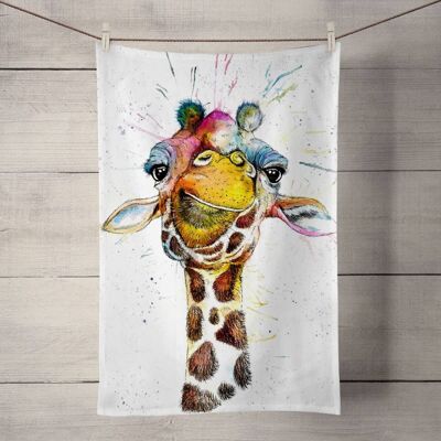 Strofinaccio in cotone - Giraffa arcobaleno splatter
