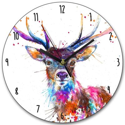 Horloge en bois - Splatter Rainbow Stag