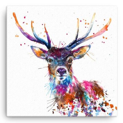 Grande toile - Splatter Rainbow Stag