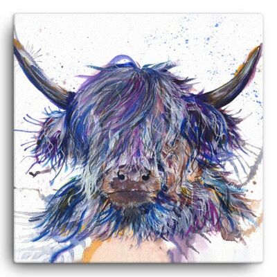Grande toile - Splatter Scruffy Coo Highland Cow
