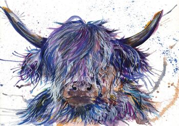 Splatter Scruffy Coo Highland Vache Imprimé 2