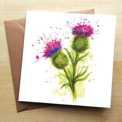 Splatter Thistle Scotland Plant Greetings Card