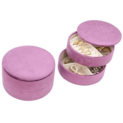 Jewelery Box | velvet | Travel pouch | jewelry organizer round | 13x13x7 cm