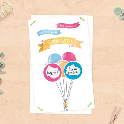 Baby gender announcement scratch card mini - Balloons