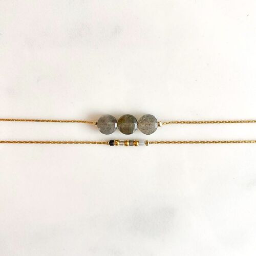 Bracelet double lune gris Mini moon