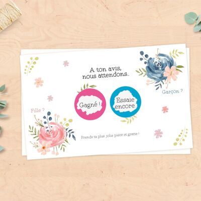 Baby Gender Announcement Mini Scratch Card – Flowers
