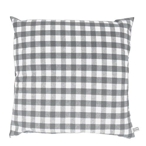 sustainable cushion in large Vichy square - gray & white + inner cushion - 45x45cm - Oeko-tex cotton - handmade in Nepal