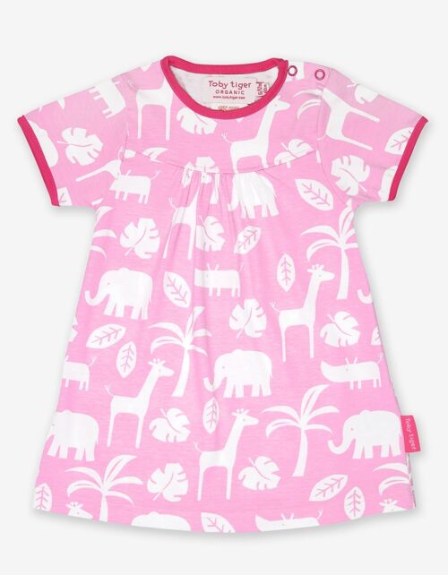 Bio Kleid mit pinkem Dschungel-Allover