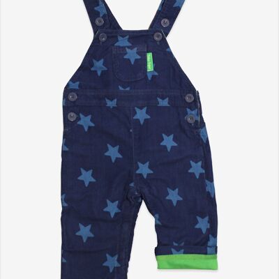 Organic corduroy dungarees with blue stars