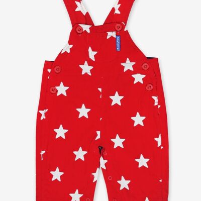 Organic twill dungarees with red stars