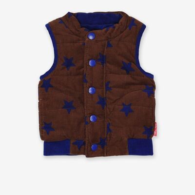 Organic corduroy vest in brown with stars