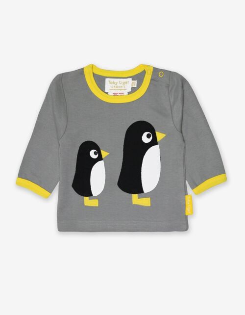Langarmshirt aus Bio Baumwolle mit Pinguin Applikation