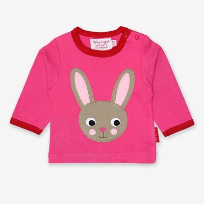 Long-sleeved shirt made from organic cotton with rabbit appliqué