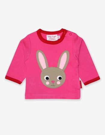 Chemise à manches longues en coton bio avec application lapin 1