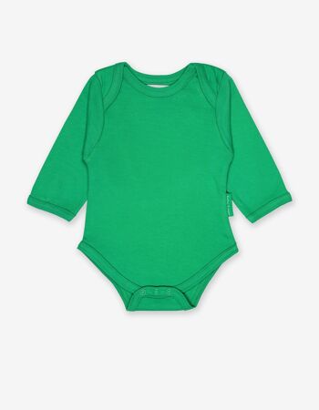 Body bébé vert en coton biologique avec décolleté plongeant