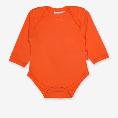 Baby body with slip neckline in orange made from organic cotton