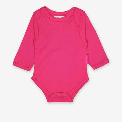 Body bébé rose en coton bio avec décolleté plongeant